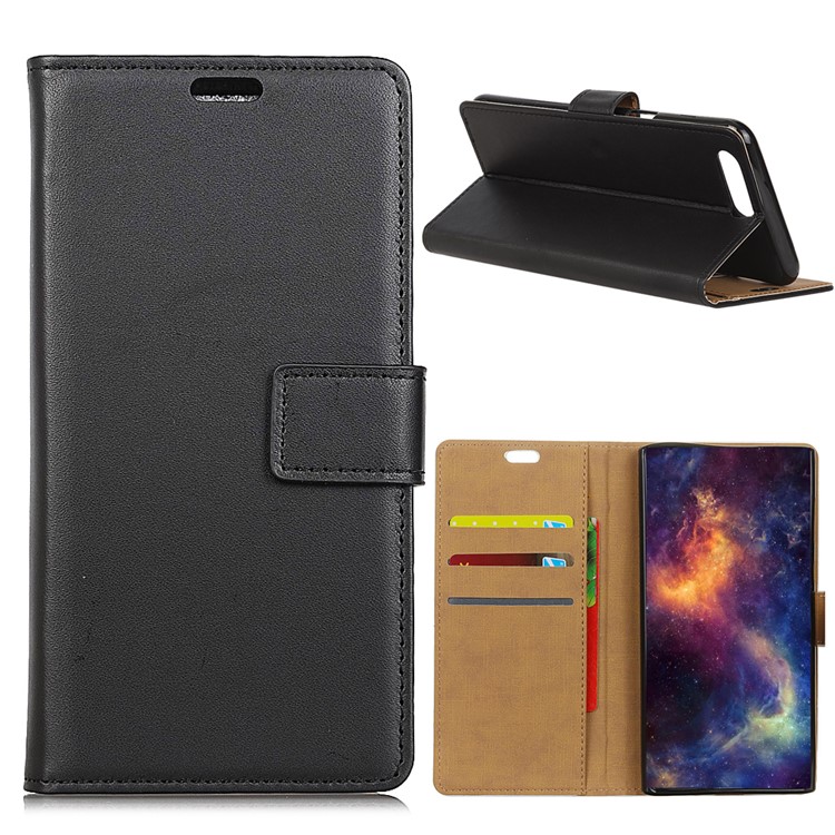 Wallet Stand Flip Leather Phone Case for Huawei Y6 (2018)/Honor 7A (without Fingerprint Sensor) - Black-1