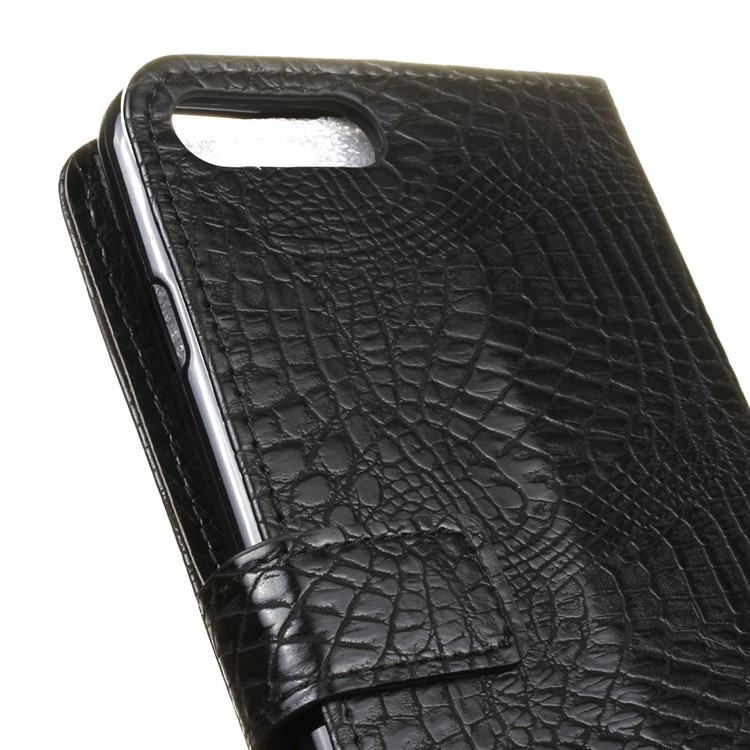 Crocodile Texture Wallet Stand Leather Phone Case for Huawei Y6 (2018)/Honor 7A (without Fingerprint Sensor) - Black-7