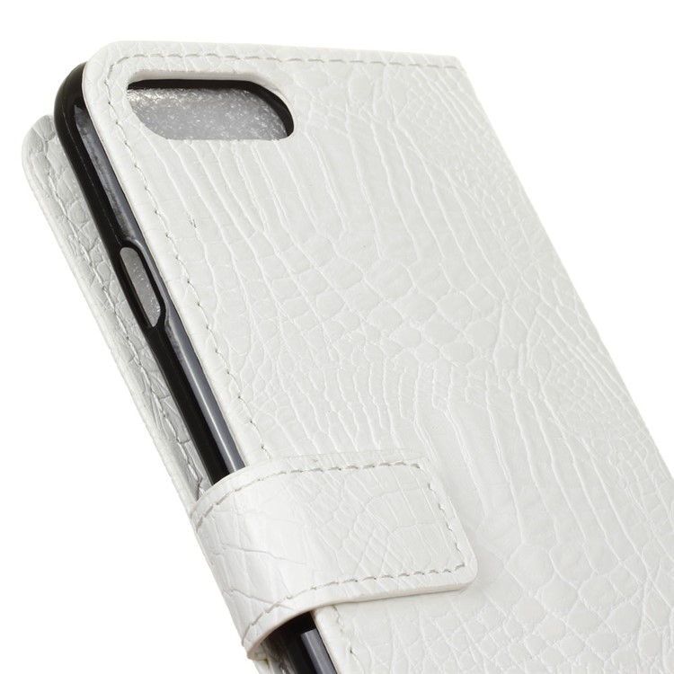 Crocodile Texture Wallet Stand Leather Phone Cover for Huawei Y6 (2018)/Honor 7A (without Fingerprint Sensor) - White-5