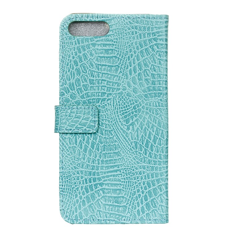 Crocodile Texture Wallet Stand Leather Phone Shell for Huawei Y6 (2018)/Honor 7A (without Fingerprint Sensor) - Cyan-3