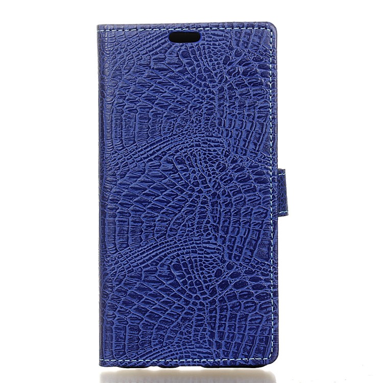 Crocodile Texture Wallet Stand Leather Mobile Phone Casing for Huawei Y6 (2018)/Honor 7A (without Fingerprint Sensor) - Blue-1
