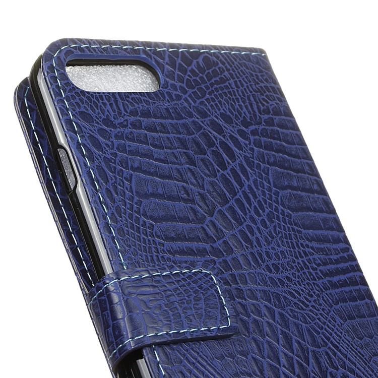Crocodile Texture Wallet Stand Leather Mobile Phone Casing for Huawei Y6 (2018)/Honor 7A (without Fingerprint Sensor) - Blue-5