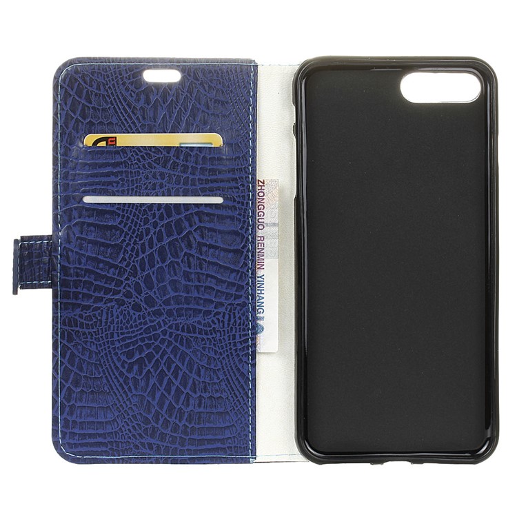 Crocodile Texture Wallet Stand Leather Mobile Phone Casing for Huawei Y6 (2018)/Honor 7A (without Fingerprint Sensor) - Blue-7