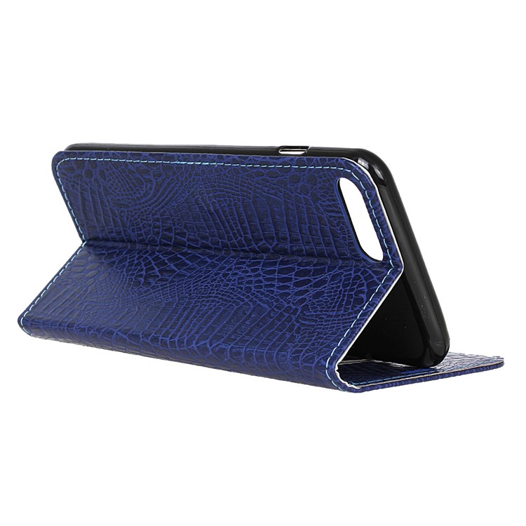 Crocodile Texture Wallet Stand Leather Mobile Phone Casing for Huawei Y6 (2018)/Honor 7A (without Fingerprint Sensor) - Blue-11