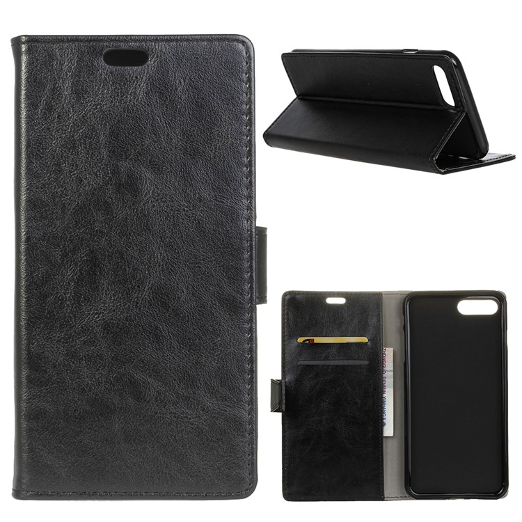 Crazy Horse Texture Leather Wallet Case for Huawei Y6 (2018)/Honor 7A (without Fingerprint Sensor) - Black-1