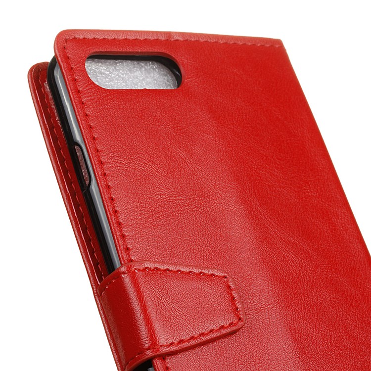 Crazy Horse Texture Leather Wallet Protection Case for Huawei Y6 (2018)/Honor 7A (without Fingerprint Sensor) - Red-4