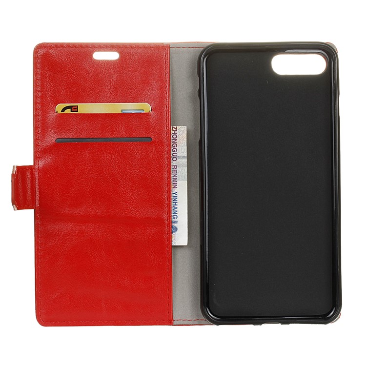 Crazy Horse Texture Leather Wallet Protection Case for Huawei Y6 (2018)/Honor 7A (without Fingerprint Sensor) - Red-5