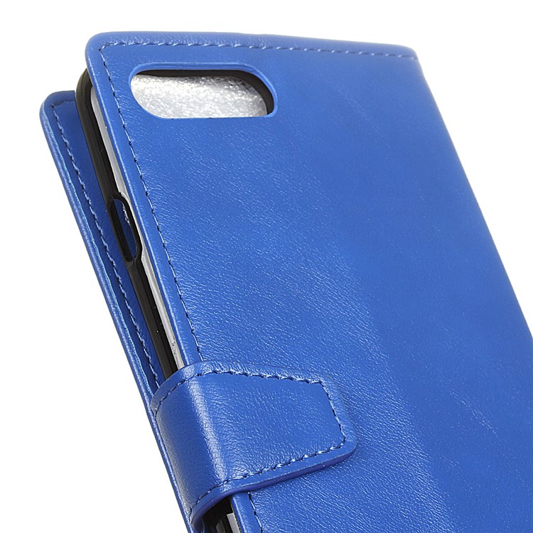 Crazy Horse Texture Leather Wallet Stand Flip Case with Card Holders for Huawei Y6 (2018)/Honor 7A (without Fingerprint Sensor) - Blue-4