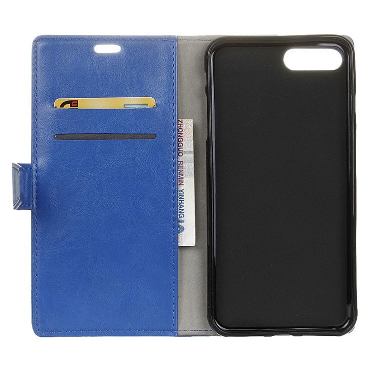 Crazy Horse Texture Leather Wallet Stand Flip Case with Card Holders for Huawei Y6 (2018)/Honor 7A (without Fingerprint Sensor) - Blue-5