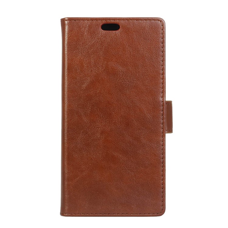 For Huawei Y6 (2018)/Honor 7A (without Fingerprint Sensor) Crazy Horse Texture Leather Wallet Mobile Phone Cover - Brown-1