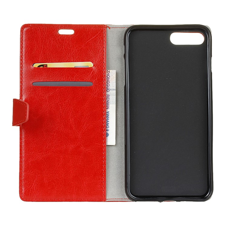 Crazy Horse Texture Wallet Leather Stand Phone Cover Shell for Huawei Y6 (2018)/Honor 7A (without Fingerprint Sensor) - Red-4
