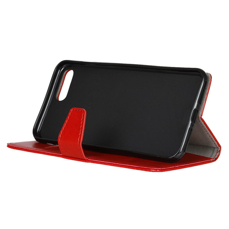 Crazy Horse Texture Wallet Leather Stand Phone Cover Shell for Huawei Y6 (2018)/Honor 7A (without Fingerprint Sensor) - Red-5