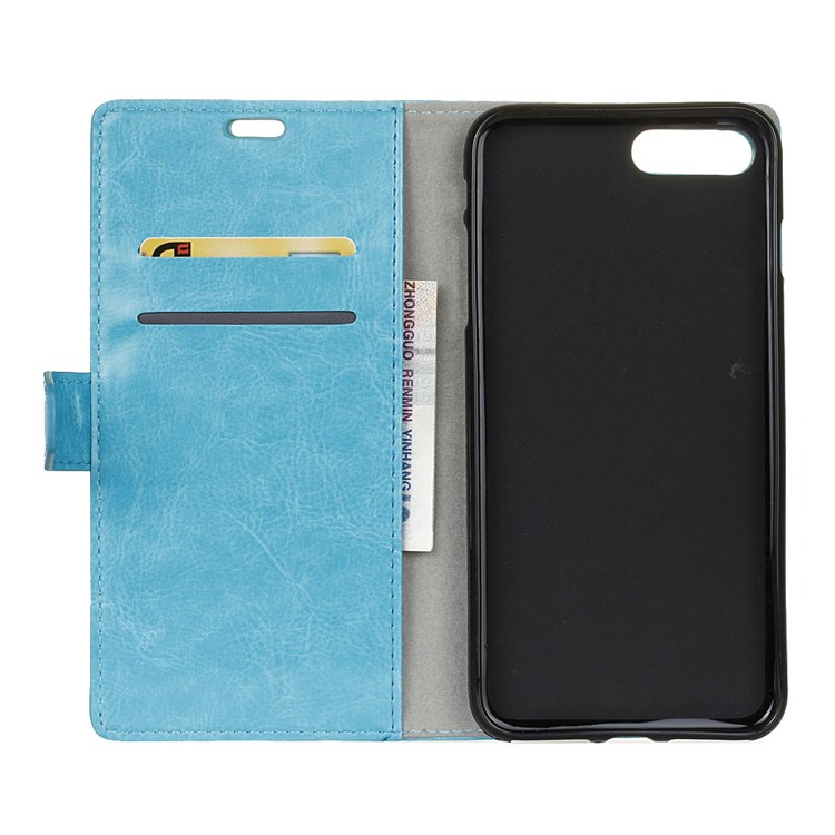 Crazy Horse Texture Wallet Leather Stand Cover Shell for Huawei Y6 (2018)/Honor 7A (without Fingerprint Sensor) - Blue-4