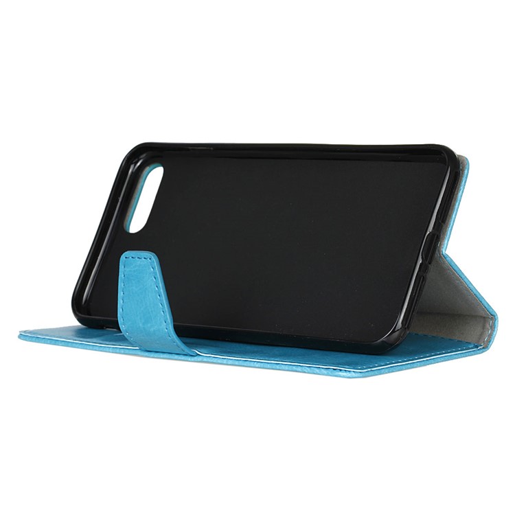 Crazy Horse Texture Wallet Leather Stand Cover Shell for Huawei Y6 (2018)/Honor 7A (without Fingerprint Sensor) - Blue-5