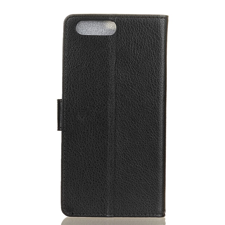 Litchi Peau Portefeuille En Cuir Stand Stand Pour Huawei Y6 (2018) - Noir-3