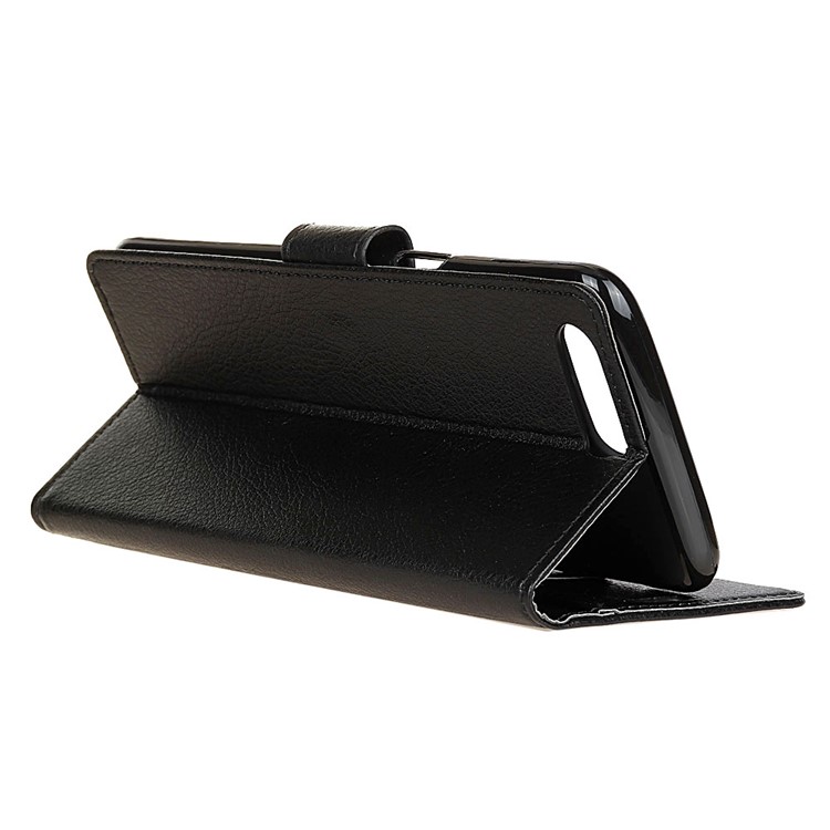 Litchi Peau Portefeuille En Cuir Stand Stand Pour Huawei Y6 (2018) - Noir-5