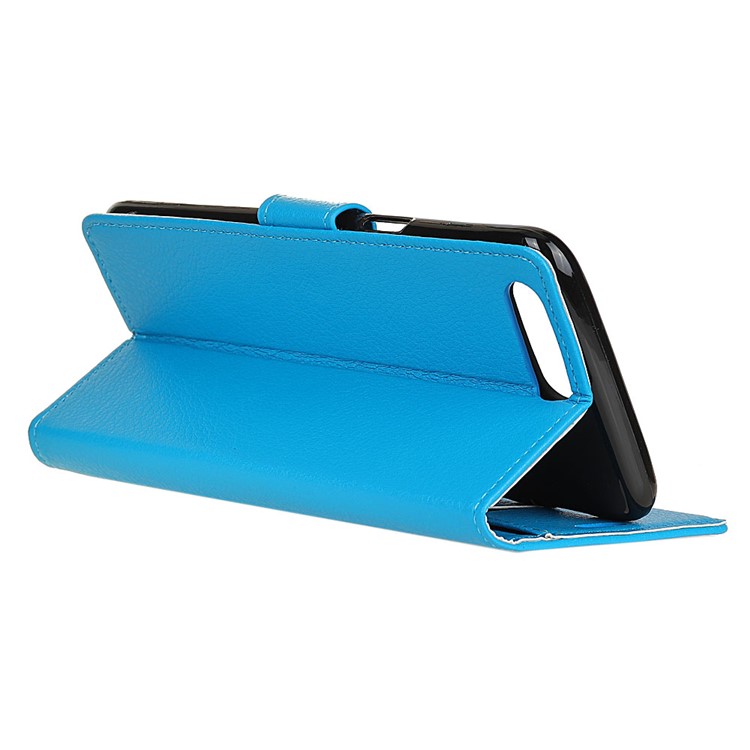 Litchi Texture Leather Stand Wallet Folio Phone Casing for Huawei Y6 (2018)/Honor 7A (without Fingerprint Sensor) - Blue-2