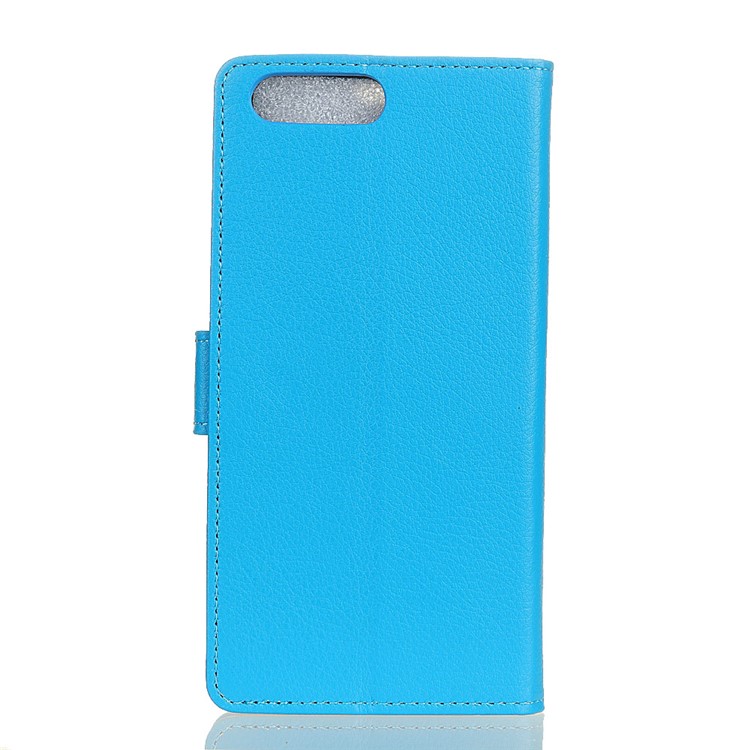 Litchi Texture Leather Stand Wallet Folio Phone Casing for Huawei Y6 (2018)/Honor 7A (without Fingerprint Sensor) - Blue-4