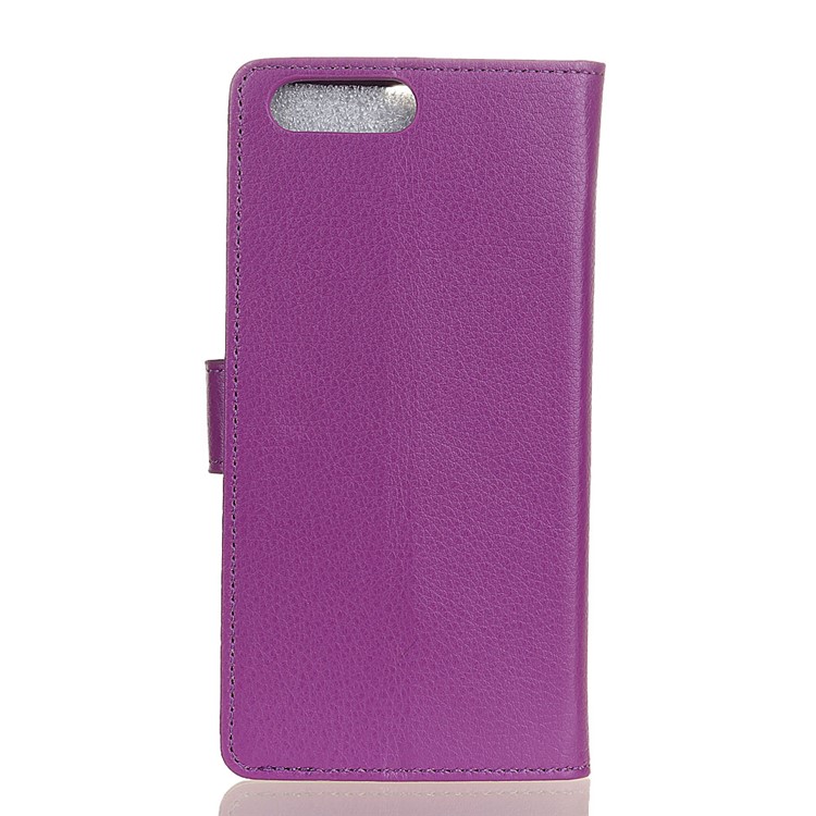 Litchi Texture Leather Stand Wallet Mobile Phone Protective Cover for Huawei Y6 (2018)/Honor 7A (without Fingerprint Sensor) - Purple-2