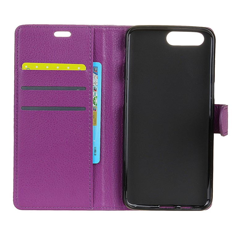 Litchi Texture Leather Stand Wallet Mobile Phone Protective Cover for Huawei Y6 (2018)/Honor 7A (without Fingerprint Sensor) - Purple-3
