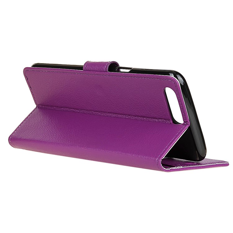 Litchi Texture Leather Stand Wallet Mobile Phone Protective Cover for Huawei Y6 (2018)/Honor 7A (without Fingerprint Sensor) - Purple-4