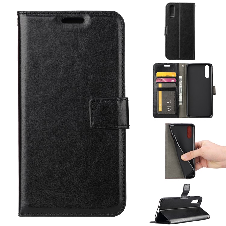 Crazy Horse Texture Wallet Stand Leather Case for Huawei P20 Pro - Black-1