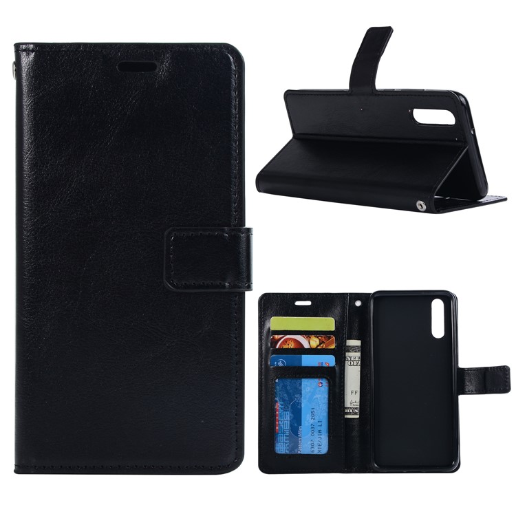 Crazy Horse Texture Wallet Stand Leather Case for Huawei P20 - Black-1