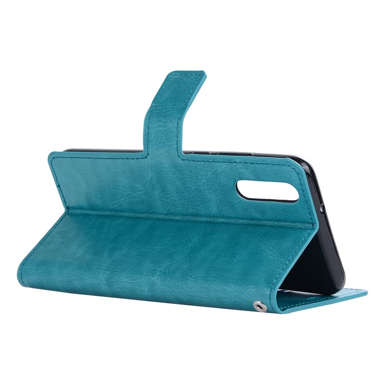 Crazy Horse Texture Wallet Stand Leather Case Accessory for Huawei P20 - Blue-4