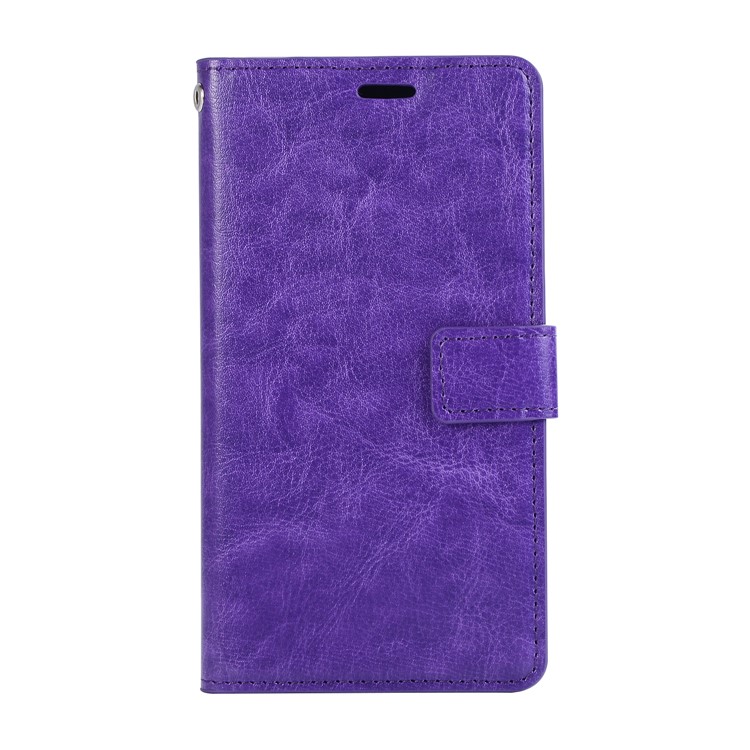 Crazy Horse Texture Wallet Stand Leather Cellphone Cover Case for Huawei P20 - Purple-1