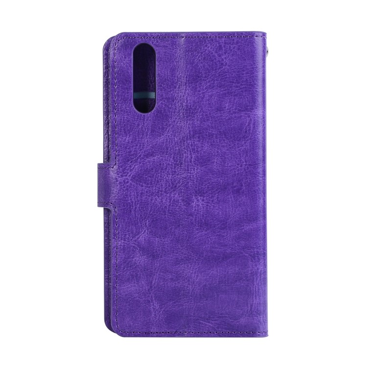 Crazy Horse Texture Wallet Stand Leather Cellphone Cover Case for Huawei P20 - Purple-2