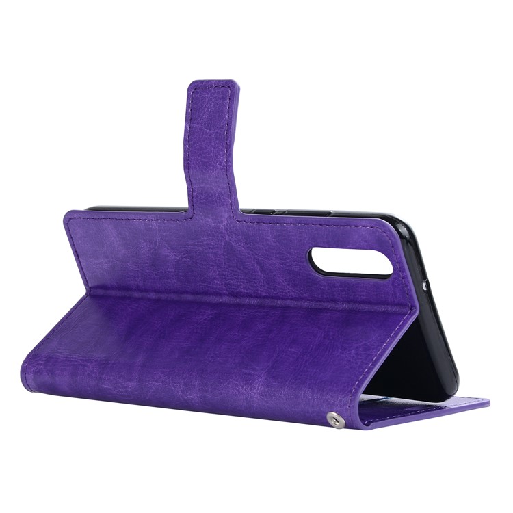 Crazy Horse Texture Wallet Stand Leather Cellphone Cover Case for Huawei P20 - Purple-4
