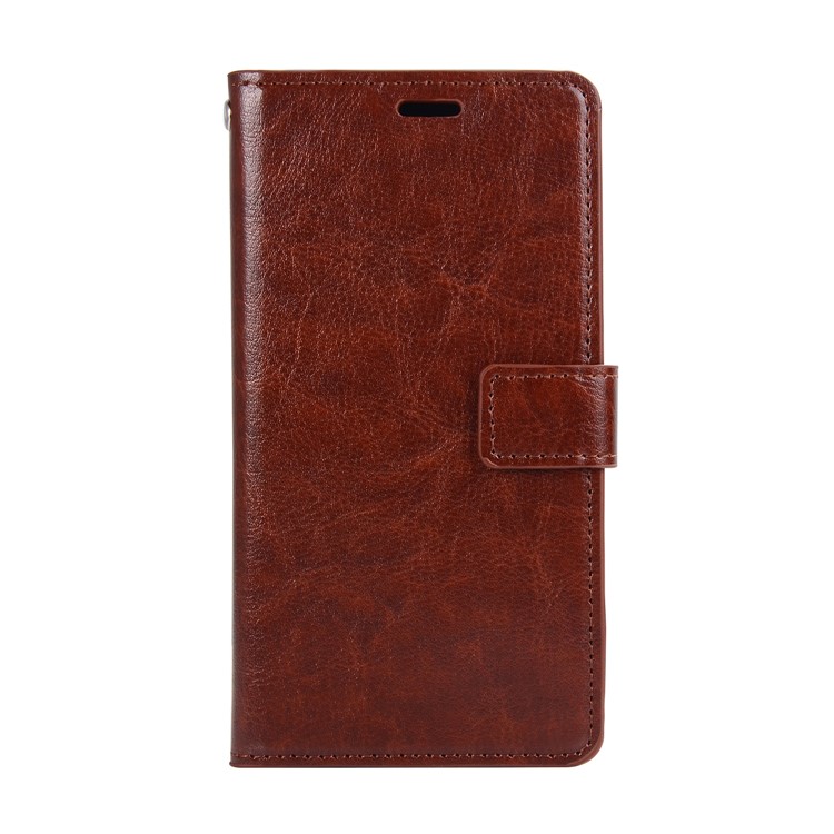 Crazy Horse Texture Wallet Stand Leather Mobile Phone Casing for Huawei P20 - Brown-1