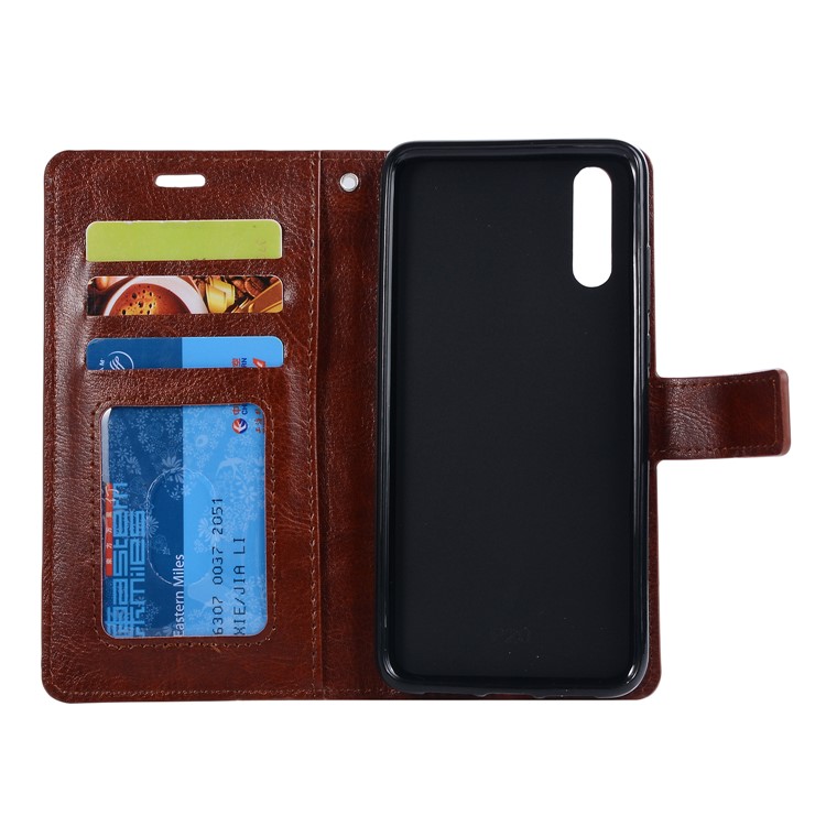 Crazy Horse Texture Wallet Stand Leather Mobile Phone Casing for Huawei P20 - Brown-3