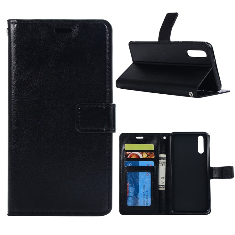 For Huawei P20 Pro Crazy Horse Texture Wallet Stand Leather Case - Black-1