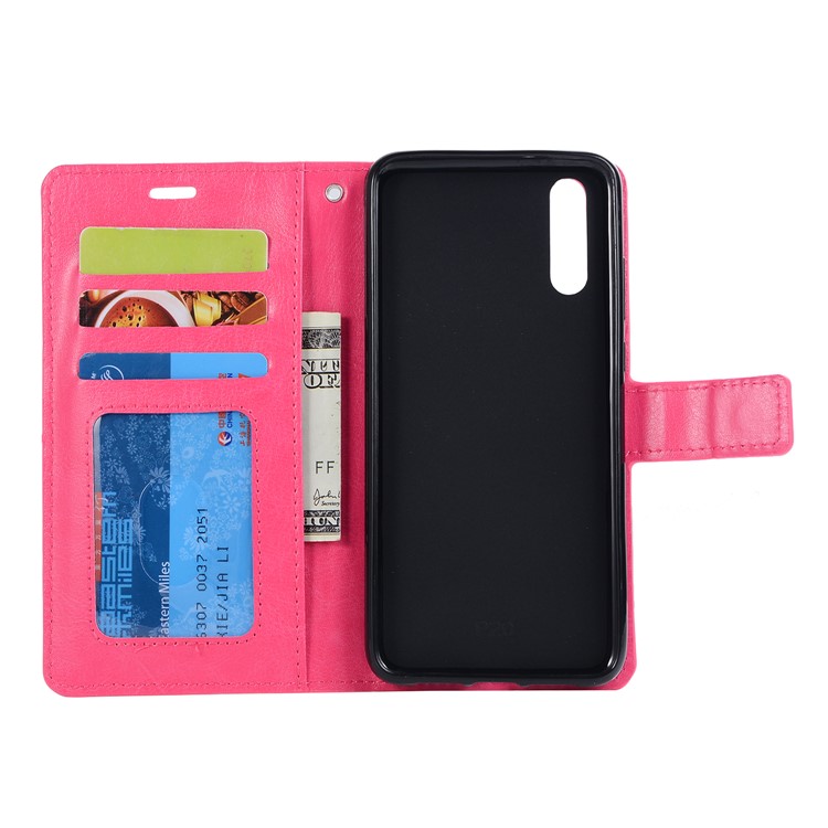 For Huawei P20 Pro Crazy Horse Texture Wallet Stand Leather Phone Cover - Rose-3