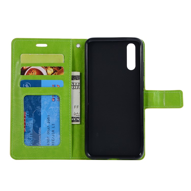 For Huawei P20 Pro Crazy Horse Texture Wallet PU Leather Protector Case - Green-3