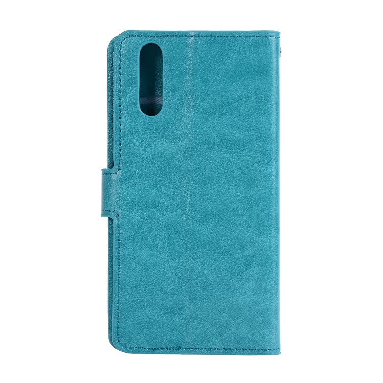 For Huawei P20 Pro Crazy Horse Texture Wallet Stand Leather Flip Cover Case - Blue-2