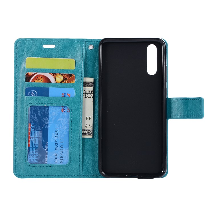 For Huawei P20 Pro Crazy Horse Texture Wallet Stand Leather Flip Cover Case - Blue-3