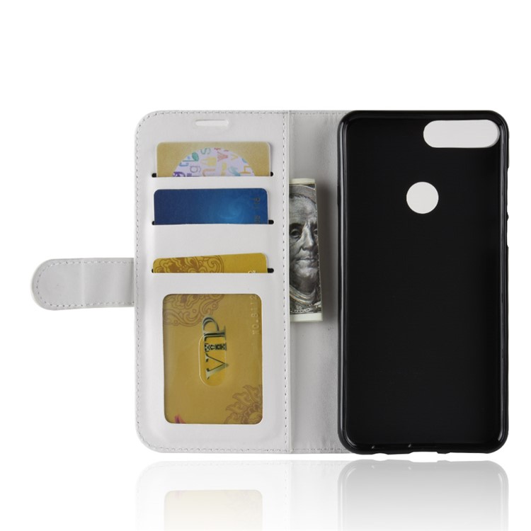 Crazy Horse Wallet Leather Stand Cover for Huawei Honor 7C / Enjoy 8 /Y7 Prime (2018) - White-5