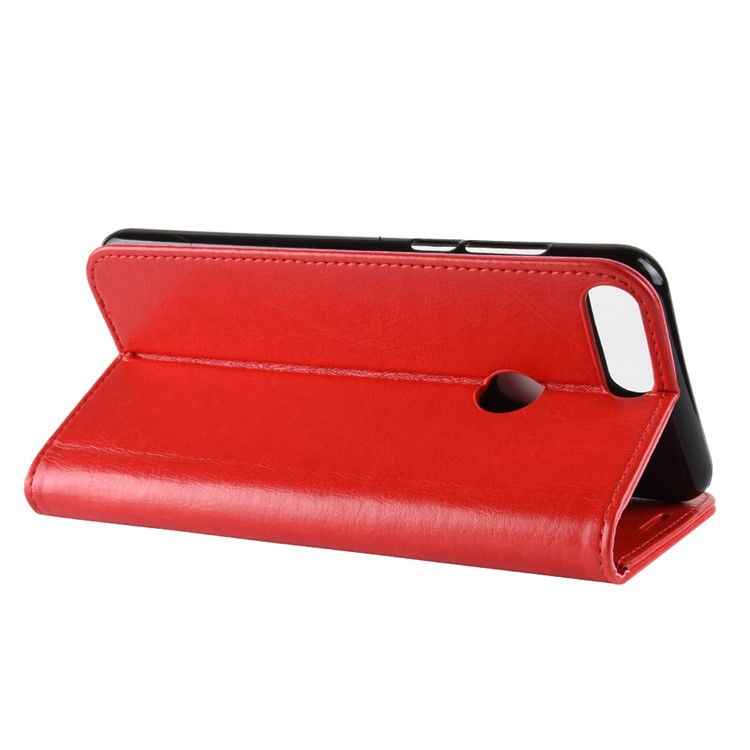 Crazy Horse Wallet Leather Phone Case for Huawei Honor 7C / Enjoy 8 /Y7 Prime (2018) - Red-7