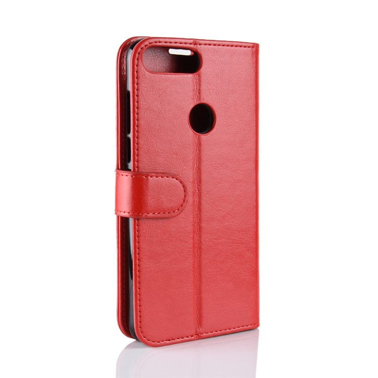 Crazy Horse Wallet Leather Phone Case for Huawei Honor 7C / Enjoy 8 /Y7 Prime (2018) - Red-8
