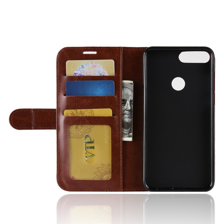 Crazy Horse Cell Phone Leather Stand Case for Huawei Honor 7C / Enjoy 8 /Y7 Prime (2018) - Brown-4