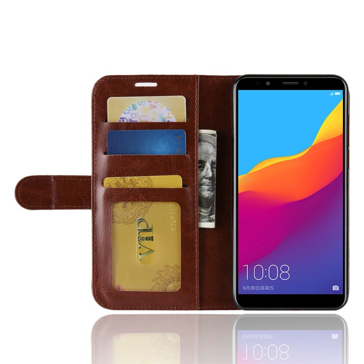 Crazy Horse Cell Phone Leather Stand Case for Huawei Honor 7C / Enjoy 8 /Y7 Prime (2018) - Brown-5