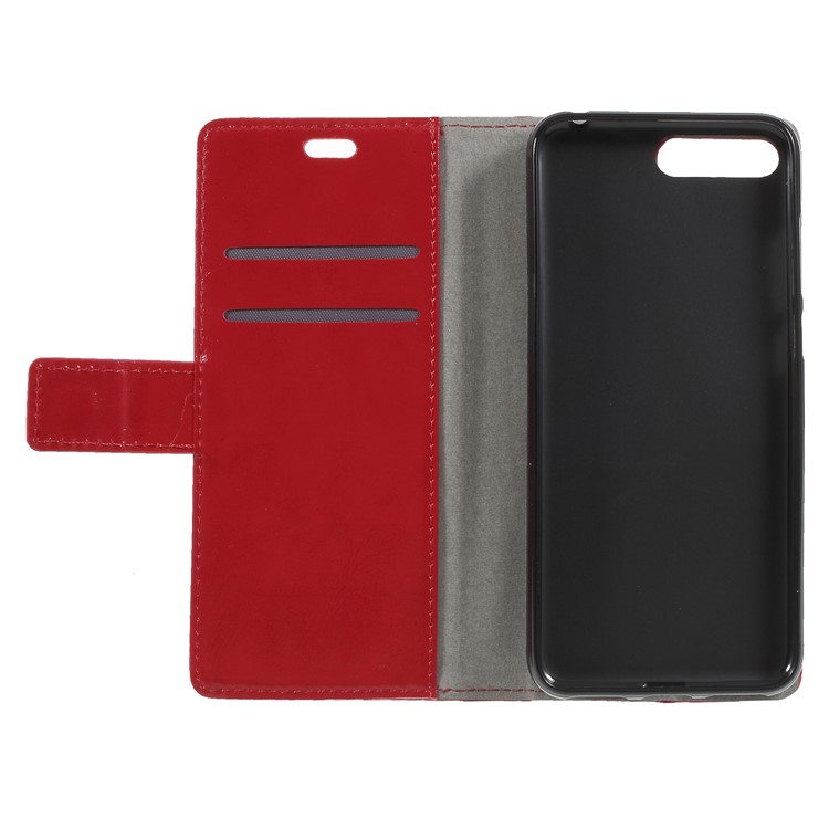 Crazy Horse PU Leather Magnetic Stand Wallet Case for Huawei Y6 (2018)/Honor 7A (without Fingerprint Sensor) - Red-6