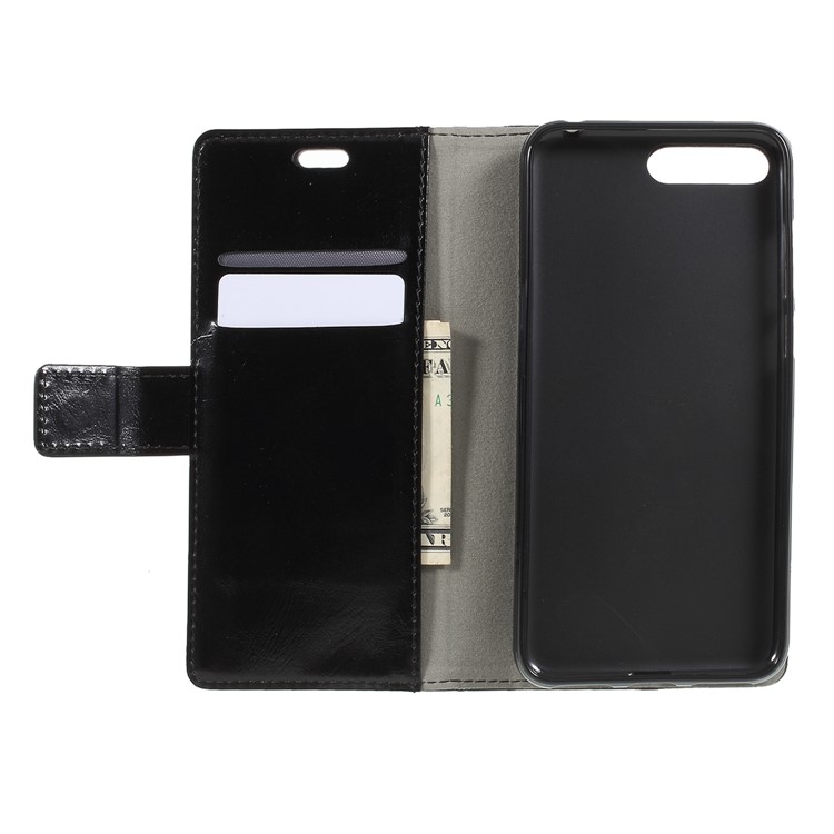 Crazy Horse PU Leather Magnetic Stand Wallet Cover for Huawei Y6 (2018)/Honor 7A (without Fingerprint Sensor) - Black-6