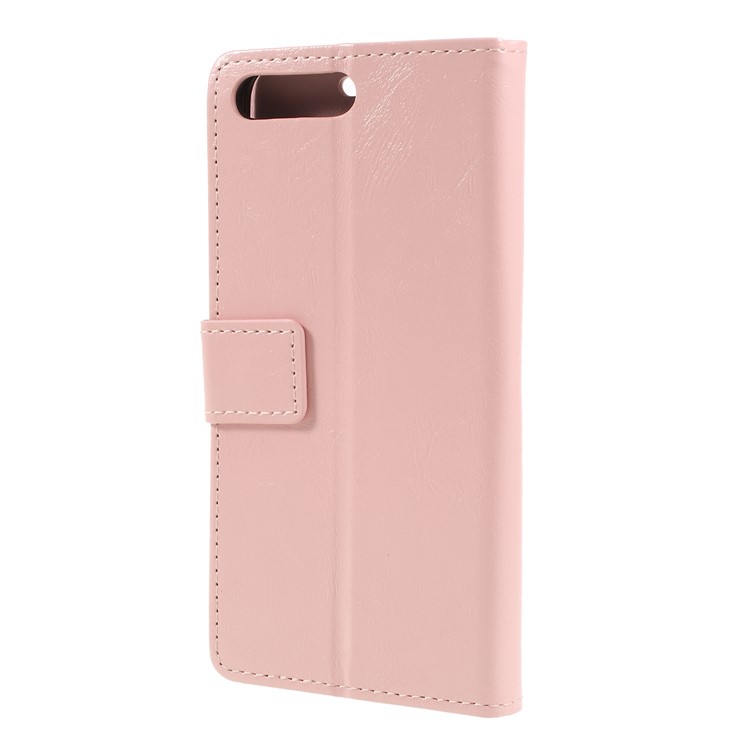 Crazy Horse PU Leather Magnetic Stand Wallet Casing for Huawei Y6 (2018)/Honor 7A (without Fingerprint Sensor) - Pink-2