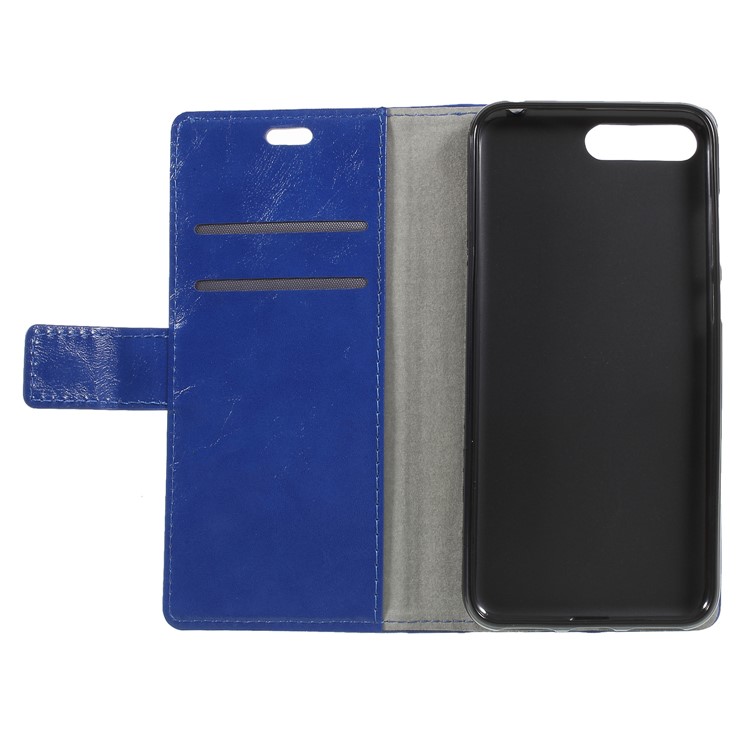 Crazy Horse PU Leather Magnetic Stand Wallet Mobile Phone Case for Huawei Y6 (2018)/Honor 7A (without Fingerprint Sensor) - Blue-6