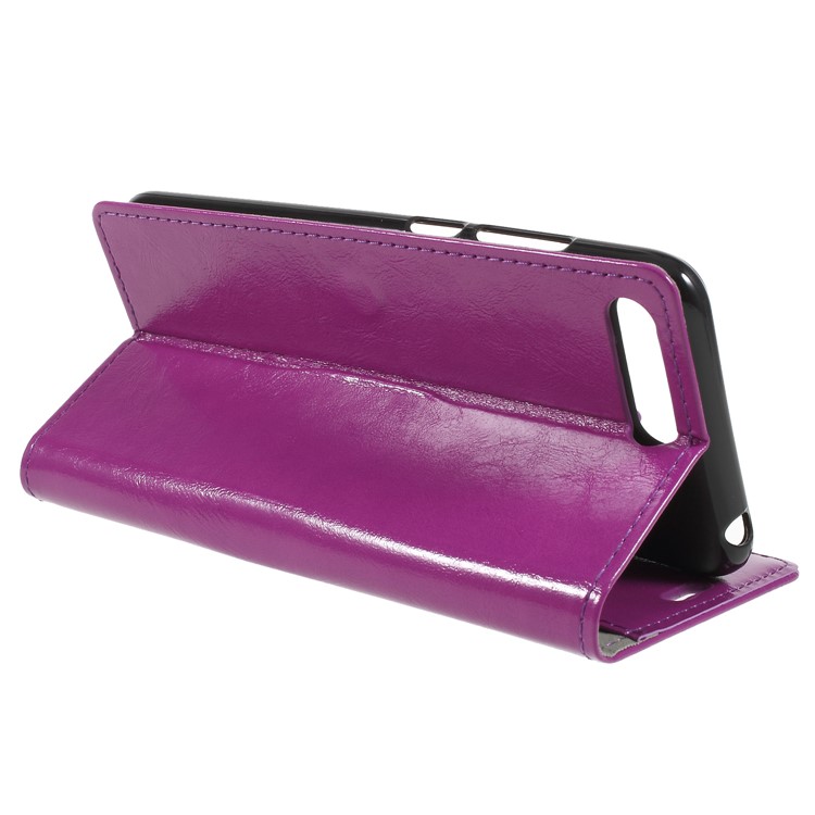 Crazy Horse PU Leather Magnetic Stand Wallet Cell Phone Case for Huawei Y6 (2018)/Honor 7A (without Fingerprint Sensor) - Purple-5