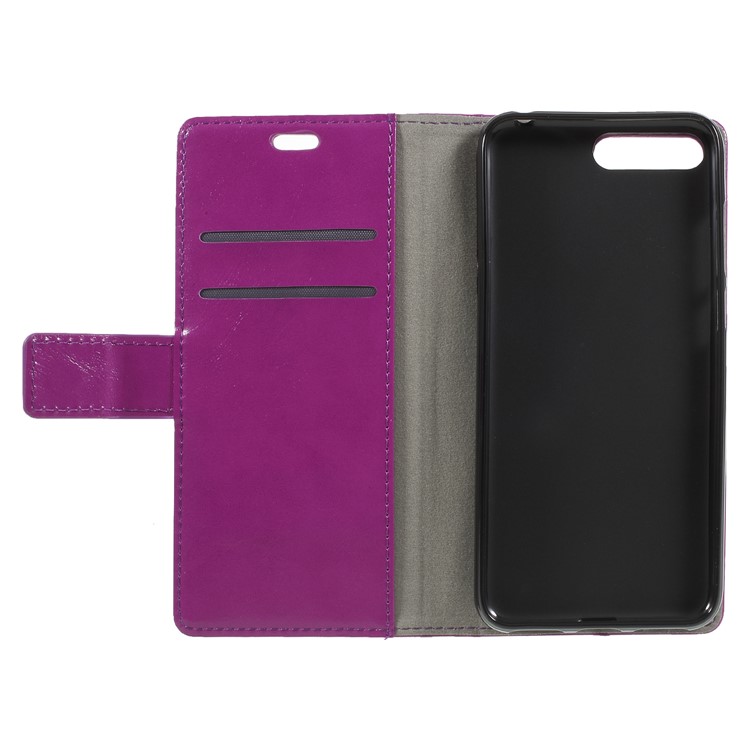 Crazy Horse PU Leather Magnetic Stand Wallet Cell Phone Case for Huawei Y6 (2018)/Honor 7A (without Fingerprint Sensor) - Purple-6