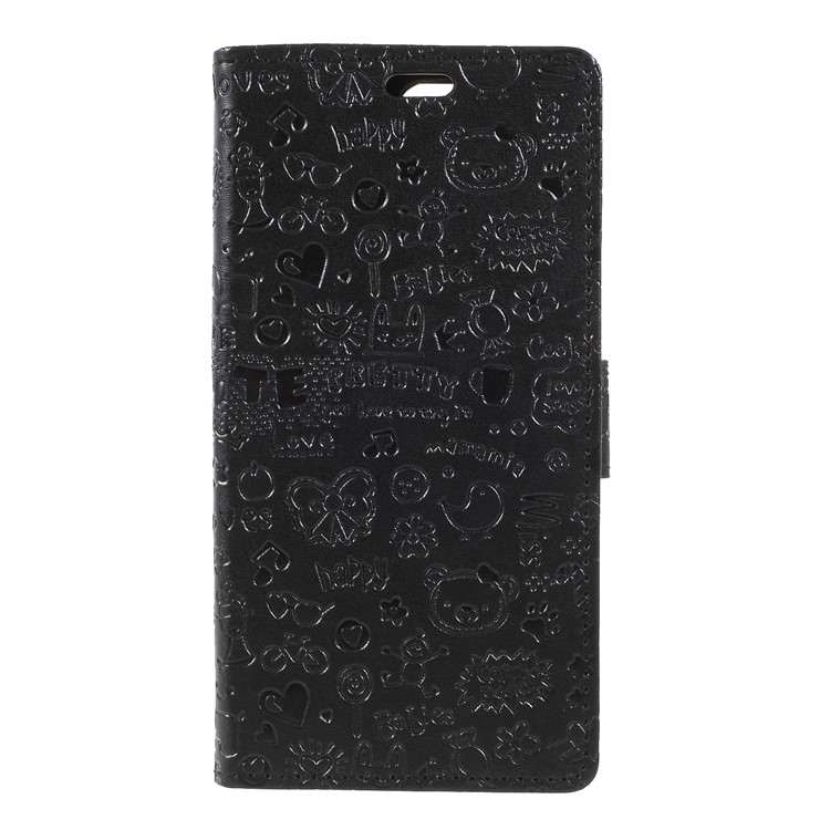 Cartoon Graffiti PU Leather Wallet Stand Cover for Huawei Y6 (2018)/Honor 7A (without Fingerprint Sensor) - Black-1